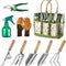 Garden Tool Set, 9 Piece Heavy Duty Gardening Hand Tools with Fashion and Durable Garden Tools Organizer Handbag,Rust-Proof Garden Tool Set, Ideal Gardening Gifts for Women and Men